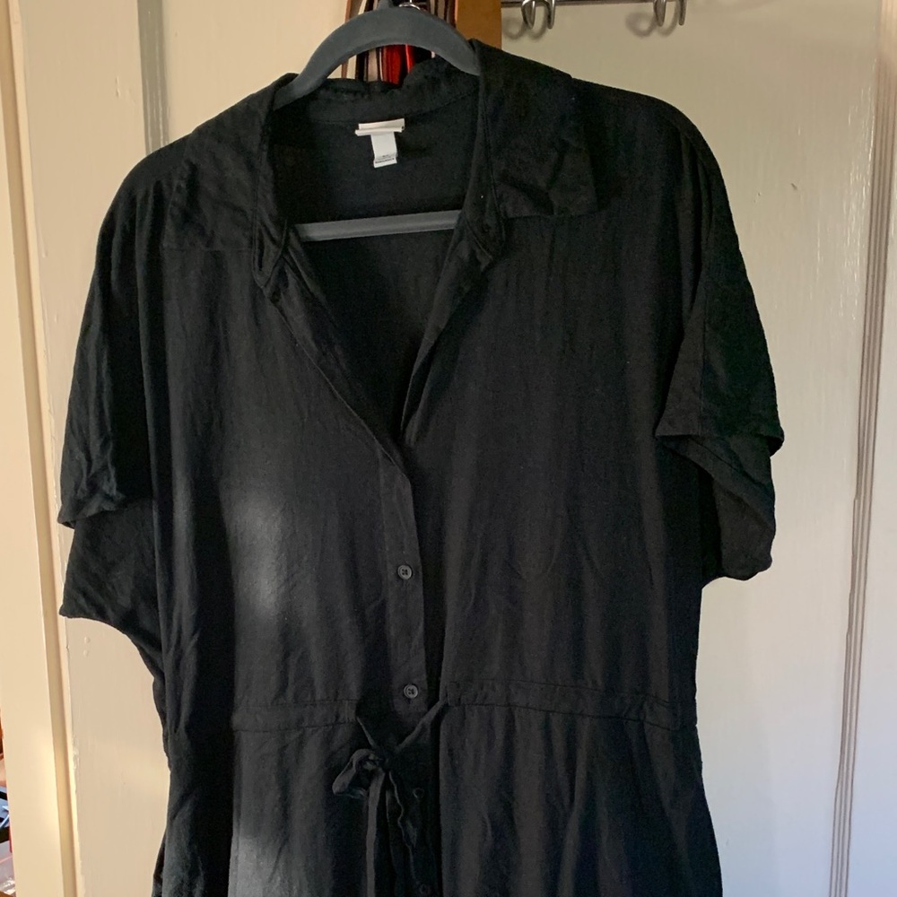 A New Day Black Linen Shirtdress